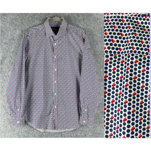 Paisley & Gray Shirt Mens Large Polka Dot Cherry Button Up Slim Fit Stretch NEW